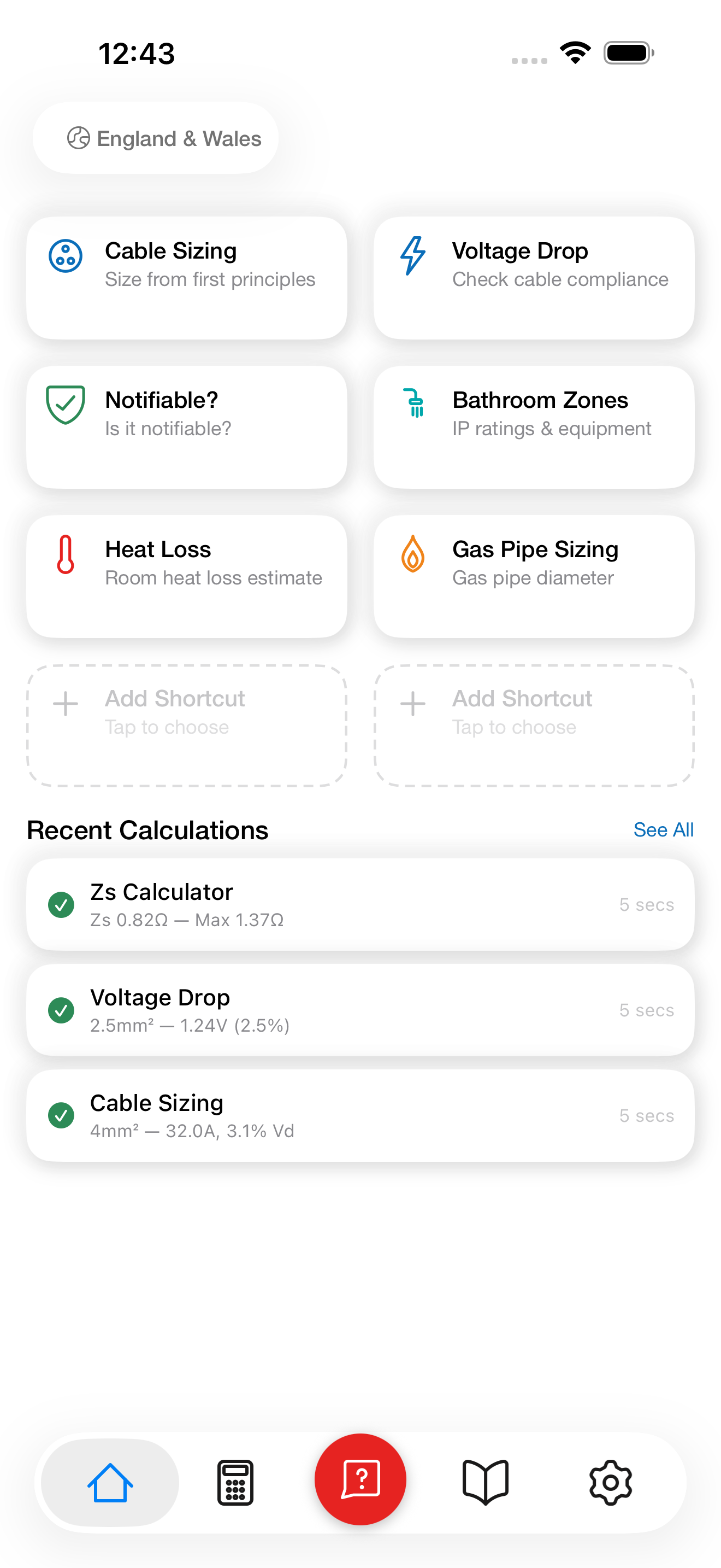 Auvi Trade home screen showing calculator shortcuts and recent calculations